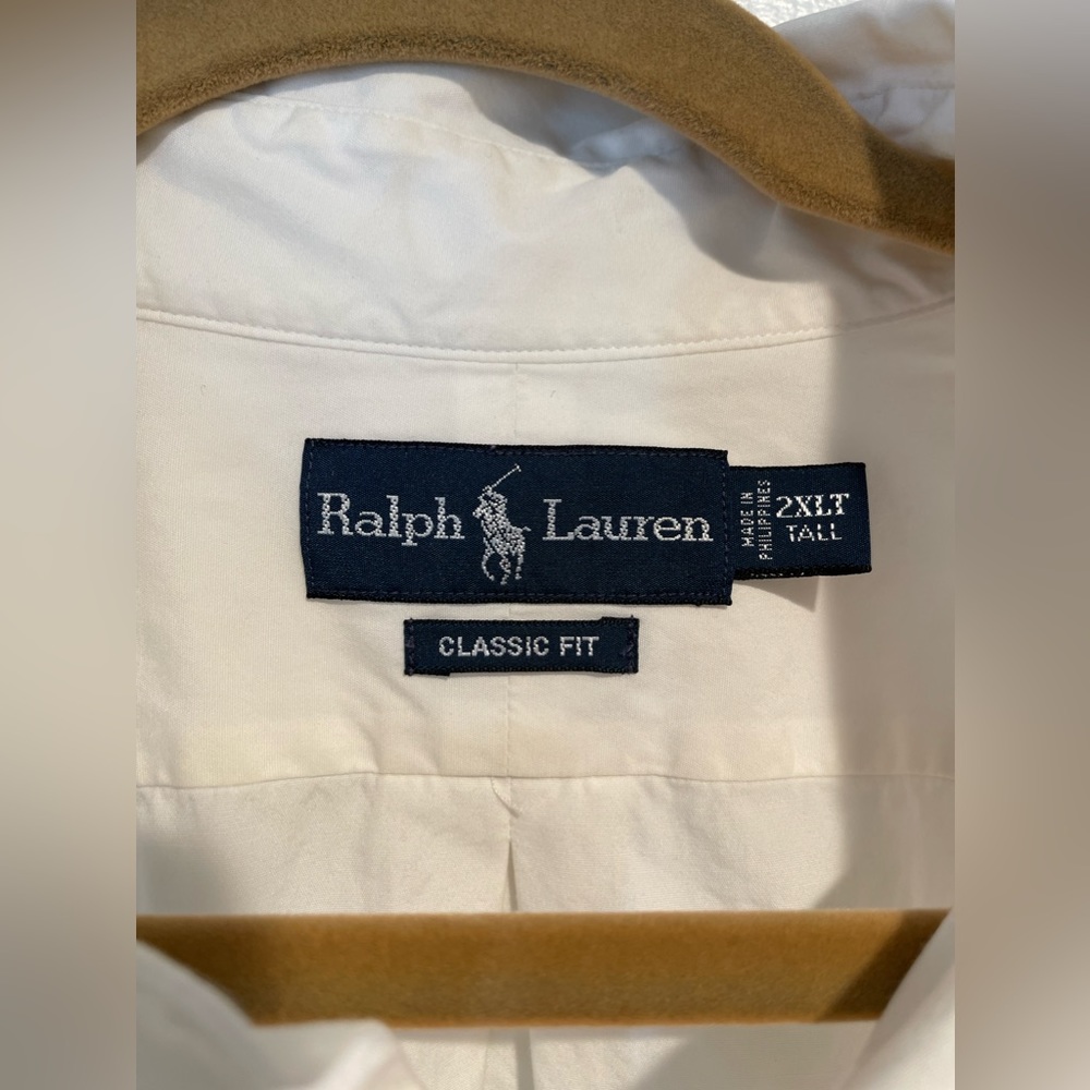 Mens Ralph Lauren Button Down Dress Shirt in White Size 2XL Tall